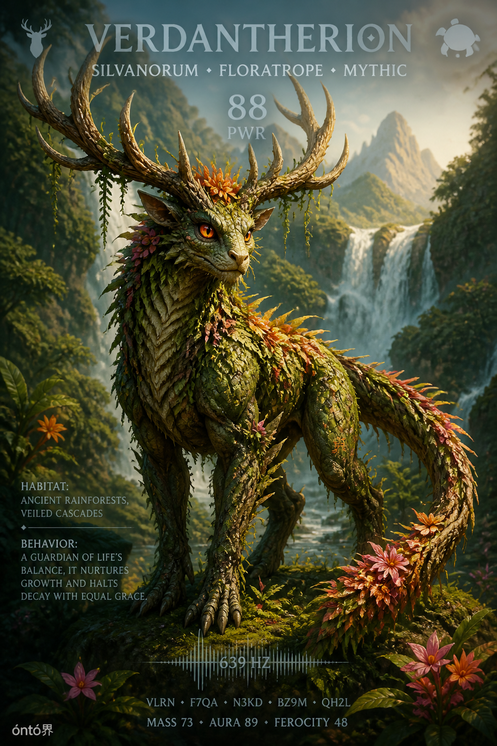 Creature card with name, lineage, and habitat